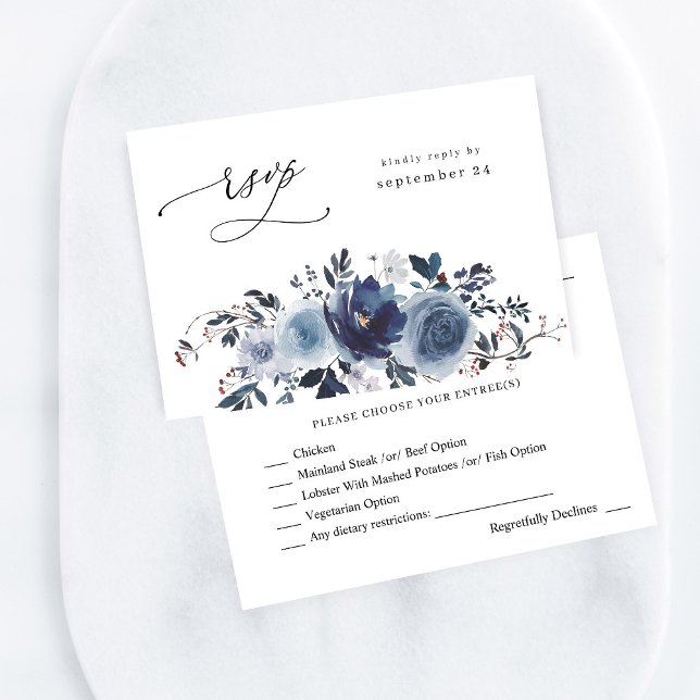 Floral bleu et marine w Repas RSVP (Créateur téléchargé)