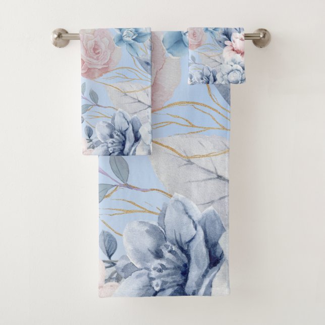 Floral Bleu Et Rose Marine (En situation)