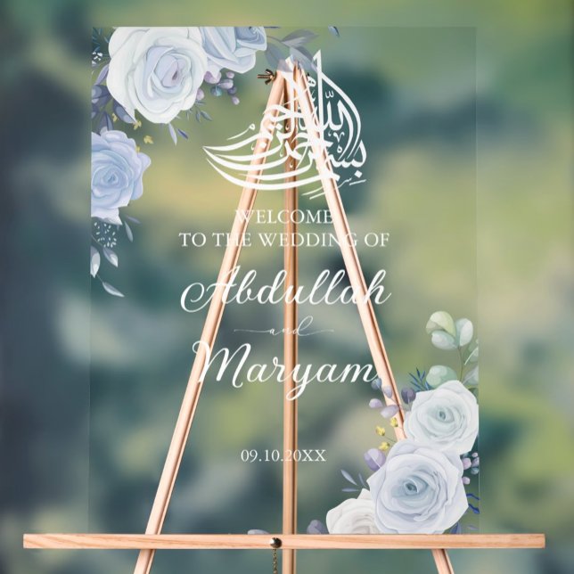 Floral bleu moderne musulman Mariage islamique Bie (Créateur téléchargé)