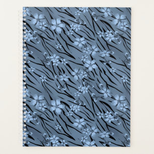 Floral, bleu, motif de tigre