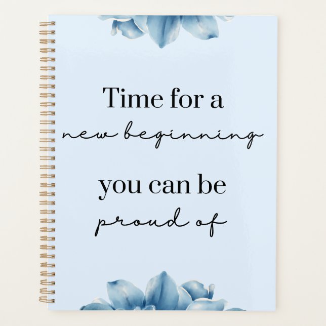 Floral Bleu pour une nouvelle motivation de début (Devant)