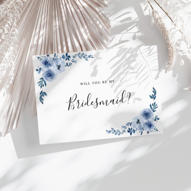 floral bleu poussiéreux vous serez carte femme de  (Créateur téléchargé)