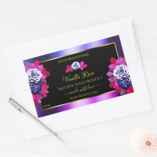 Floral Bleu Rose rose violet noir Étiquettes de pr