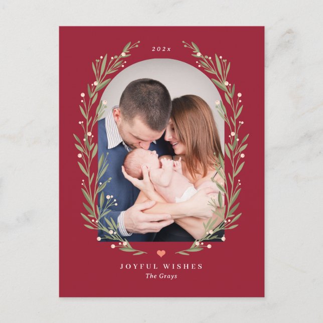 Floral Bliss Christmas Holiday Carte photo Carte p (Devant)