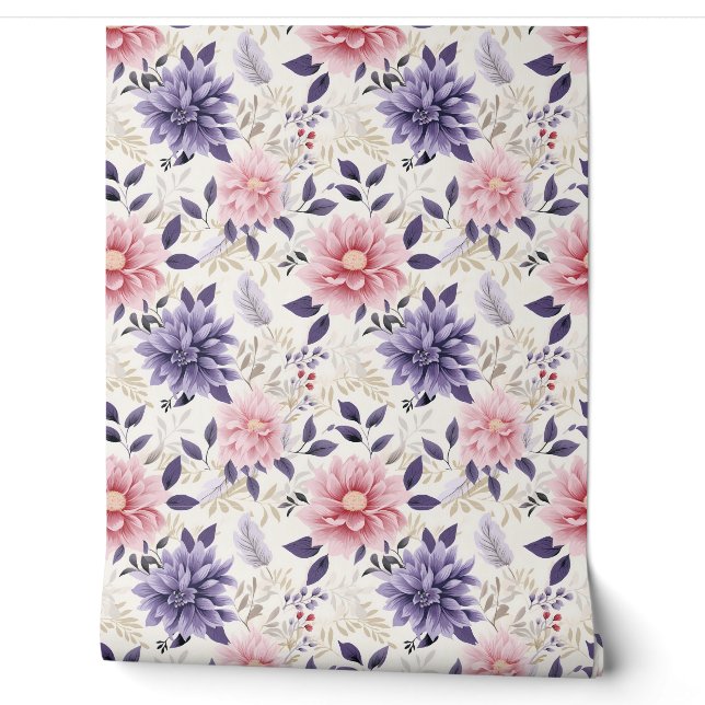Floral Bliss Petite - Lila, rosa, Beige - Glam Tapete (Abrollen)