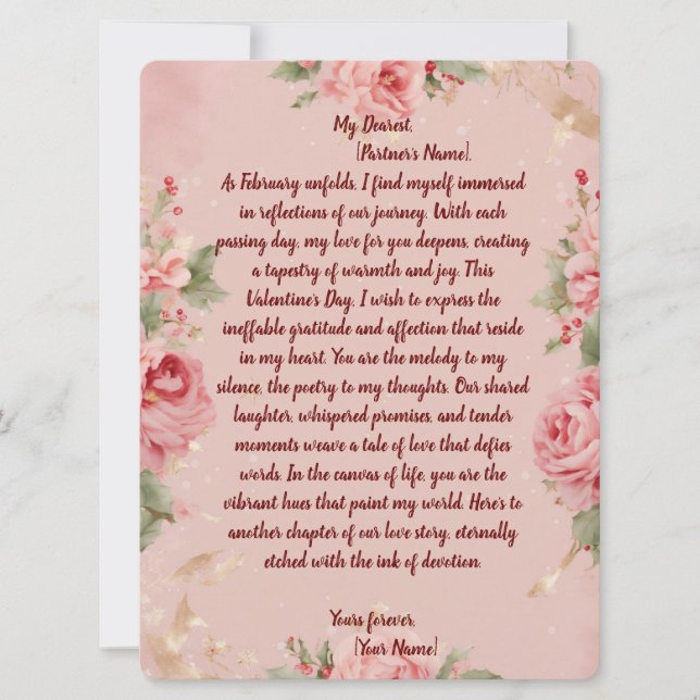 Floral Bliss 💖 ✨ Valentintagskarte (Vorderseite)