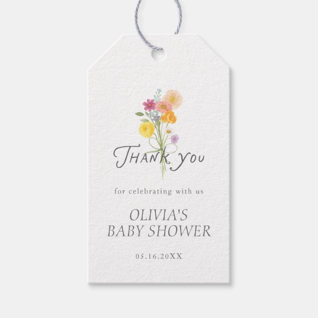 Floral Bloom Baby Shower Thank you Geschenkanhänger (Vorderseite)