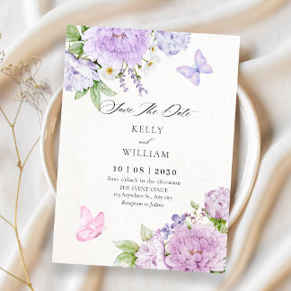 Floral bloom butterflies wedding save the date