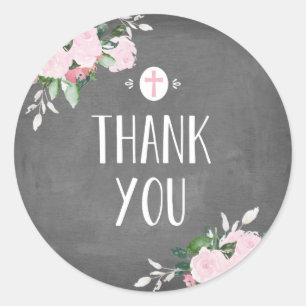 Floral Blooms Religieux Merci Sticker Chalkboard