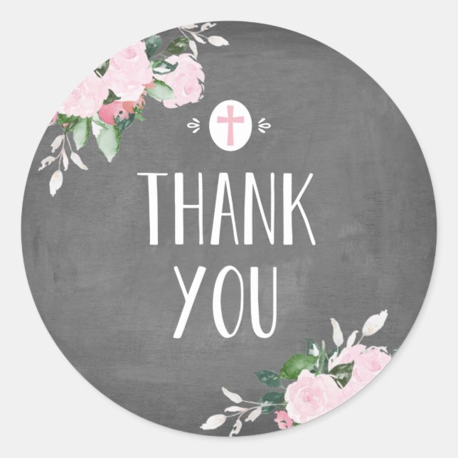 Floral Blooms Religious Dankeschön Sticker Chalkbo (Vorderseite)
