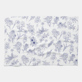 Floral Blue and White Classical Tea Towel Geschirrtuch