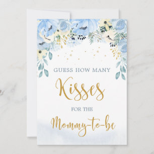 Floral Blue Baby Dusche schätzt wie viele Kisses G Einladung