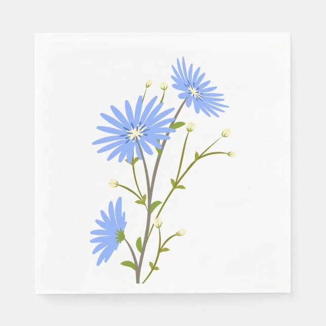 Floral Blue Daisy Blume Wedding Party Daisies Serviette (Vorderseite)