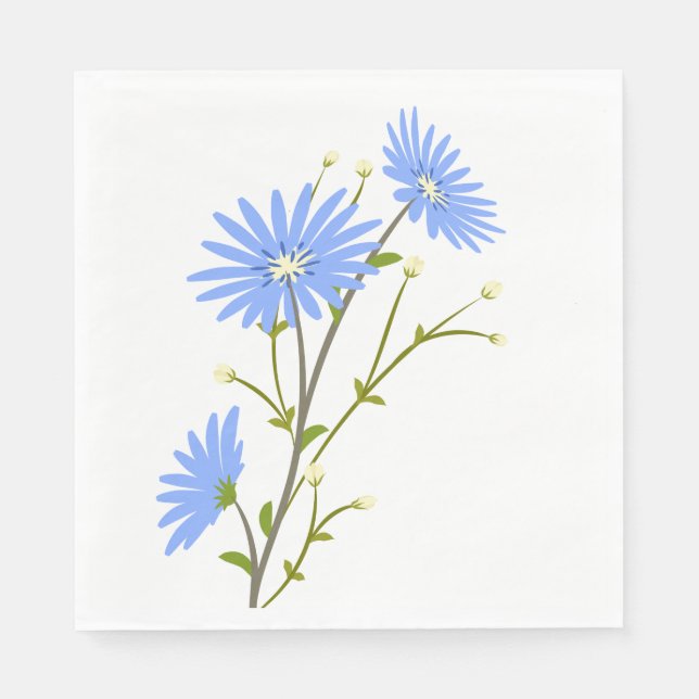 Floral Blue Daisy Blume Wedding Party Daisies Serviette (Vorderseite)
