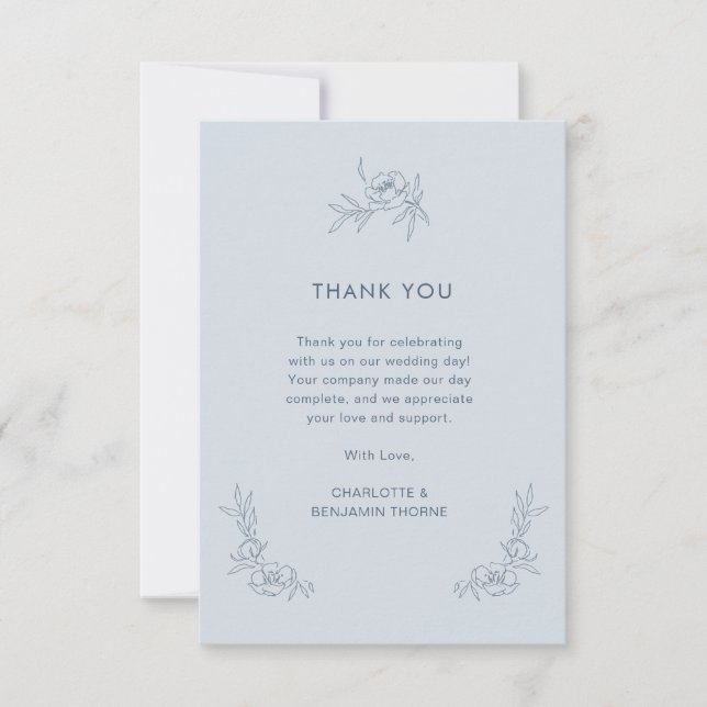 Floral Blue Danke Card (Vorderseite)