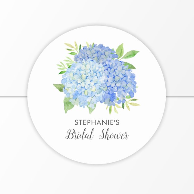 Floral Blue Hydrangea Bouquet Brautparty Runder Aufkleber (Von Creator hochgeladen)