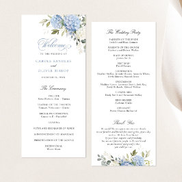 Floral Blue Hydrangea Programme de mariage vert