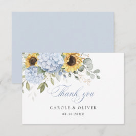 Floral Blue Hydrangea Sonnenblumen Hochzeit Vielen Dankeskarte
