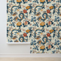 Floral Blue Japanischer Drache Elegant