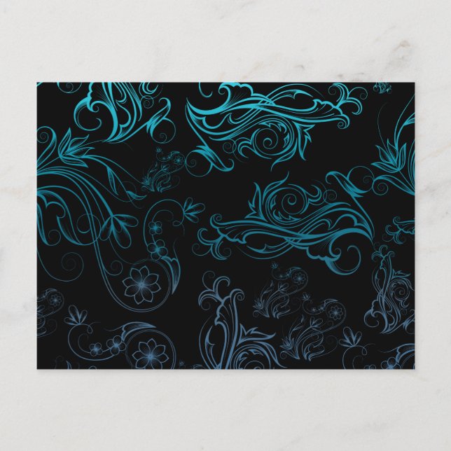 Floral Blue Postcard Postkarte (Vorderseite)