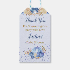 Floral Blue Pumpkin Baby Dusche Geschenkanhänger