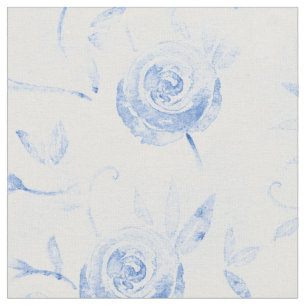 Floral Blue Rosen Damask Muster Stoff