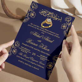 Floral Blue und Gold muslimische islamische Verlob Einladung