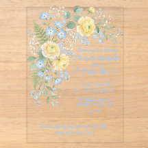 Floral Blue Yellow Baby Shower Invitation