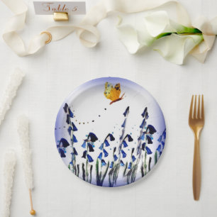 Floral Bluebells Butterfly Pappteller