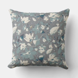 Floral Blues Blume Aquarellfarben-Muster Kissen