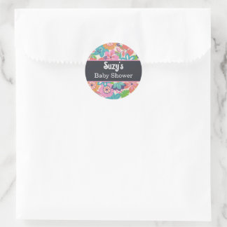 Floral Blume Botanische Girl-Babydusche Runder Aufkleber