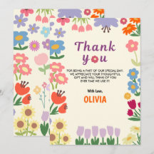 Floral Blume Geburtstag 5. Dankeschön Flat Card