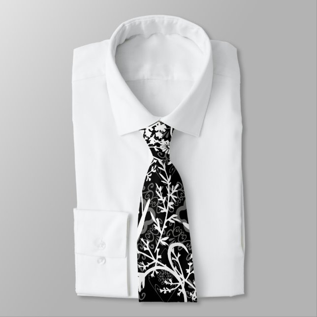 Floral Blume Grayscale Neck Tie Krawatte (Gebunden)