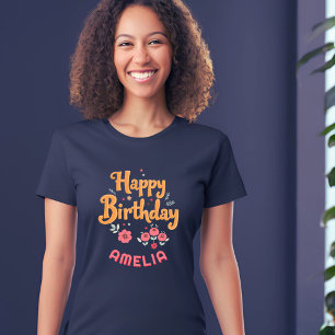 Floral Blume Happy Birthday Handschrift Tri-Blend Shirt