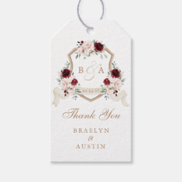 Floral Blush Burgundy Wappen Wedding Vielen Dank Geschenkanhänger
