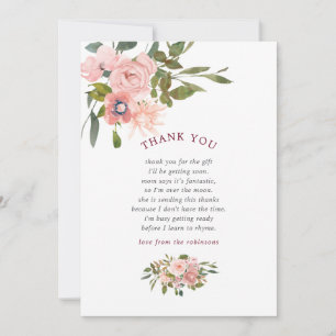 Floral Blush et Bourgogne Baby shower Merci