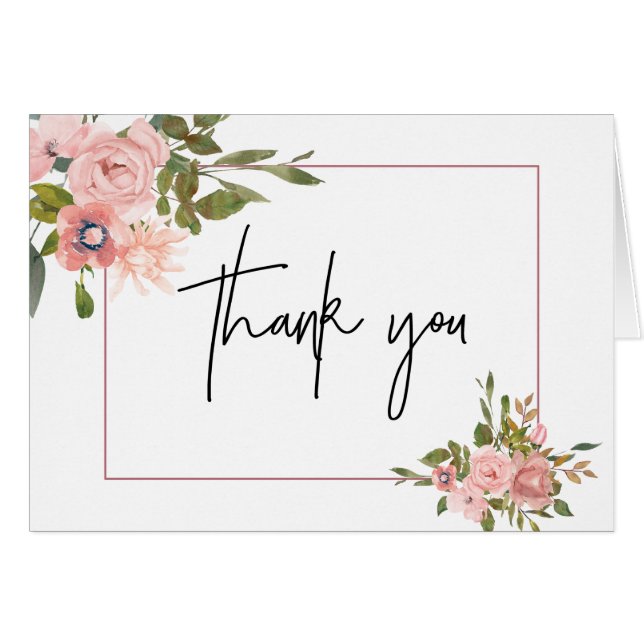 Floral Blush et Rose Mariage or Merci (Devant Horizontal)