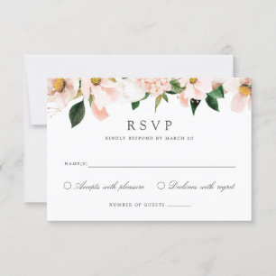 Floral Blush Magnolia Hydrangea Elegante RSVP-Kart Einladung