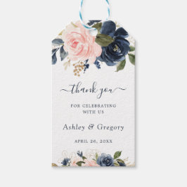 Floral Blush Navy Romantisches Gold Geschenkanhänger