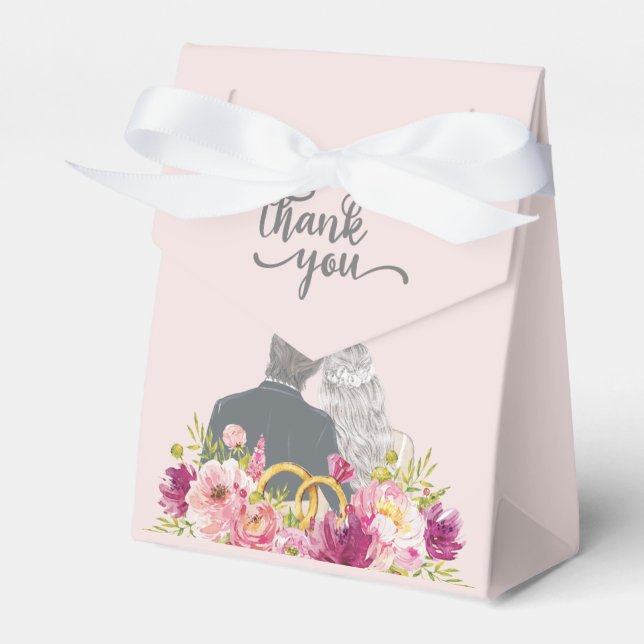Floral Blush Peonies Trendy Script Mr. and Mrs. Geschenkschachtel (Vorderseite)