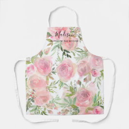 Floral Blush Pink Aquarellschrift Name Küche Schürze