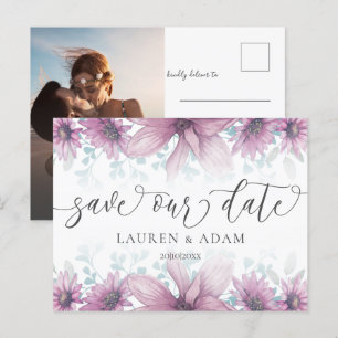 Floral Blush Pink Magnolie Save the Date Hochzeit  Ankündigungspostkarte