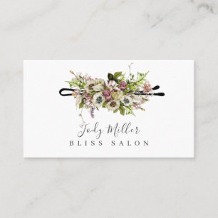 Floral Bobby Button Hair Salon Business Cards Visitenkarte