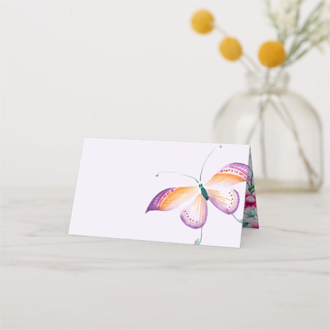 Floral bohème et papillons - Cartes de Place (Devant)