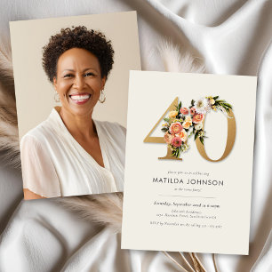 Floral Boho 40e Invitation anniversaire