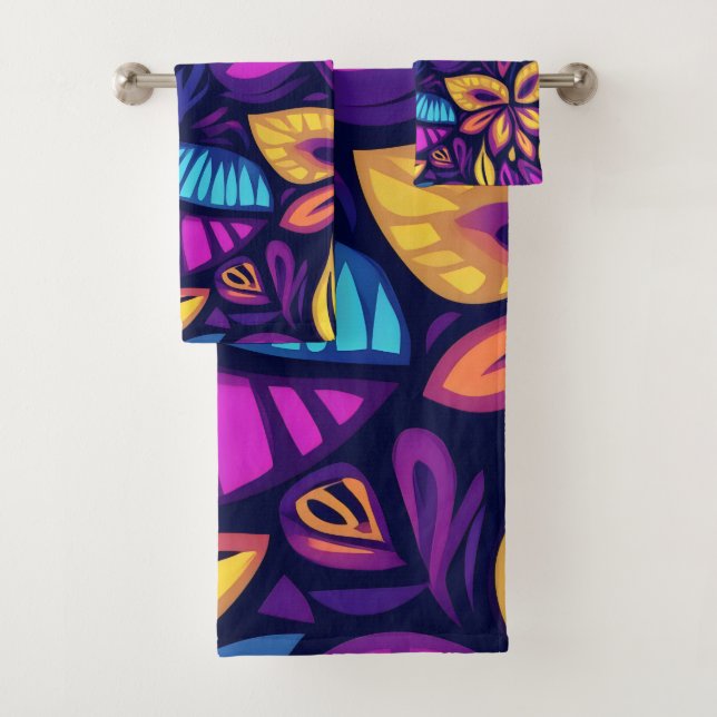 Floral Boho Abstract colorful 2 Badhandtuch Set (Insitu)