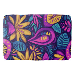 Floral Boho Abstrakt farbig 14 Badematte