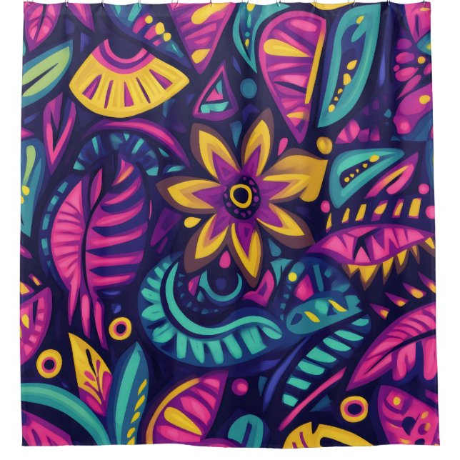 Floral Boho Abstrakt farbig 17 Duschvorhang (Vorderseite)