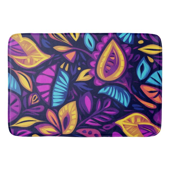 Floral Boho Abstrakt farbig 2 Badematte (Vorderseite)