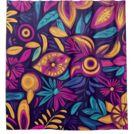 Floral Boho Abstrakt farbig 3 Duschvorhang